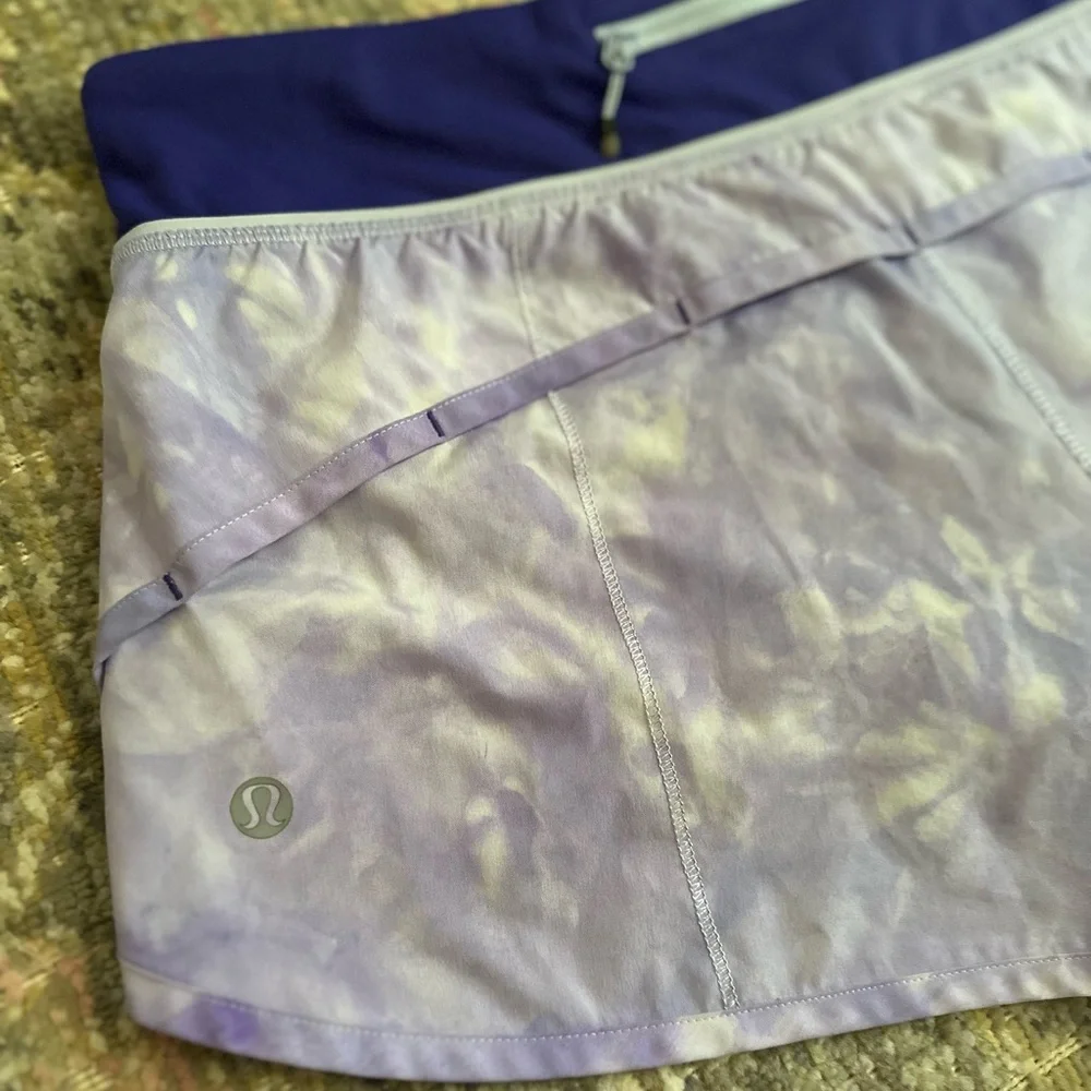 Lululemon Run Speed Short Purple Tie Dye Lined Running Shorts 3” Inseam Gym Yogw